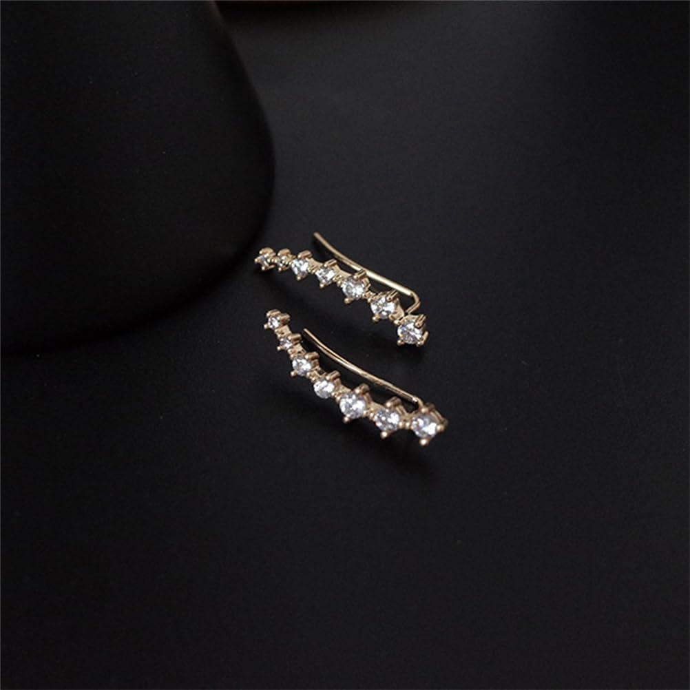 2 Pairs Gold Silver Earcuffs Earrings for Women Cartilage Piercing -Hypoallergenic Ear Cuffs Crystal Ear Crawler Cuff Earrings Set - Cubic Zirconia Climber for Women Fashion - Image 5