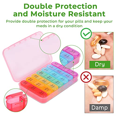 Image of Daviky Daily Pill Box Organizer - 7 Day Pill Box with 3 Compartments, Holds Vitamins and Medication