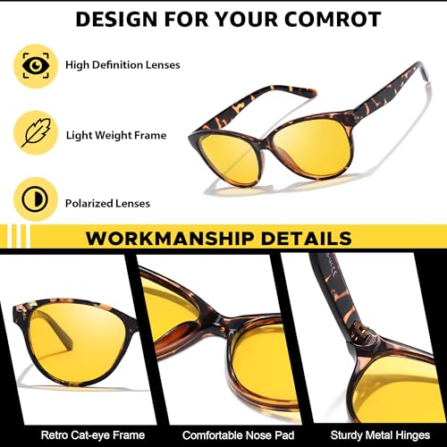 LVIOE Night Vision Glasses for Driving Women Men Yellow Glasses for Night Driving Anti Glare Polarized N80914
