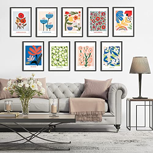 9 Pcs Flower Market Poster Print London Tokyo Copenhagen Flower Wall Art Aesthetic Flower Canvas Poster Unframed Florist Wall Decor Pictures For Wall Living Room Bathroom Decor, 8X10'' (Plant Style) #TOP5