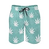 UNMUTTON Mens Swim Trunks Weed Quick-Dry Mesh Lined Swim Short for Men Funny Swimwear Bathing Suits