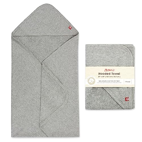 Image of Zutano Hooded Baby Towels, Organic Cotton Baby Bath Towel, Ultra Soft and Absorbent Baby Towel for Newborn and Infant | Girl, Boy, and Unisex Towel Set, Heather Gray Solid, 1-Pack