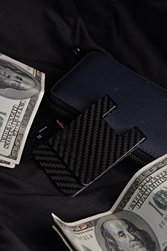 Image of CL CARBONLIFE Carbon Fiber Money Clip Wallet, Business Card Holder RFID Protector Credit Card Holder Wallet Clips For Men (X-Large, 3.5 inchx2.2 inchx0.6 inch)