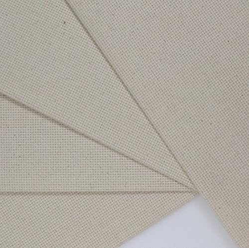 Image of KCS 4 /6 pc of 12 inch x 18 inch 30cmx45cm 16CT Counted Cotton Aida Cloth Cross Stitch Fabric (Oatmeal, 4 pc)