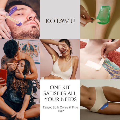KOTAMU Waxing Set Professionelles, Digitaler Wachswärmer zur Heisswachs Haarentfernung, 600g Wax, 44 Zubehör, Silikonschale und -Stab, Den Einsatz im Heimsalon für Frauen und Männer