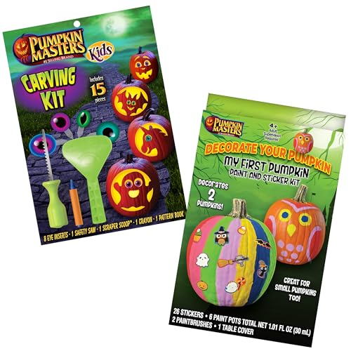 Pumpkin Masters Ultimate Kids Halloween Pumpkin Decorating Kit - Includes Safe Carving Tools and Paint & Sticker Set for Creative Pumpkin Fun