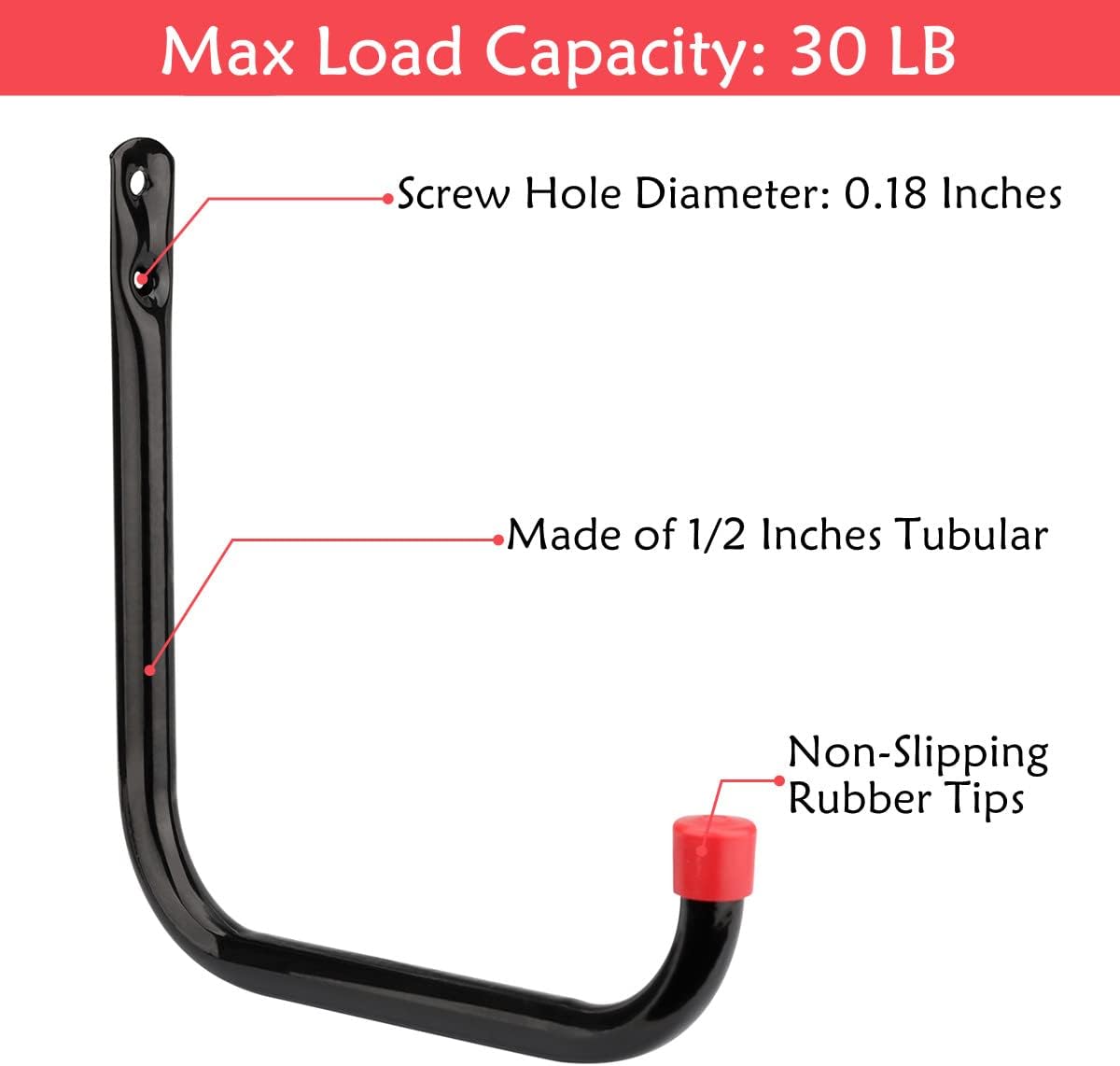 Garage Storage Ladder Hook, 12 Pack Heavy Duty Utility Hooks, 6.7Inch Garden Tool Organization Hanger by Naikozmo Black