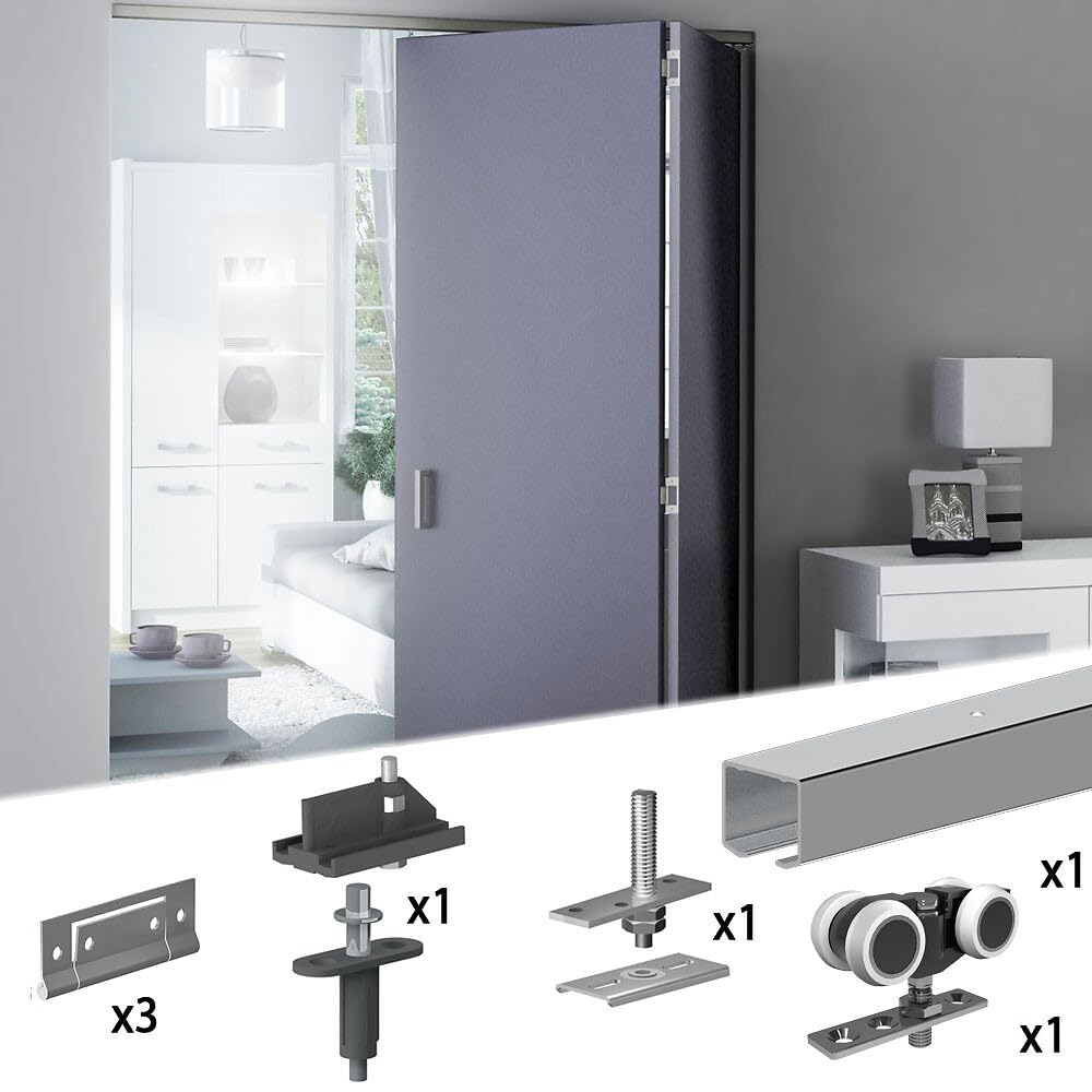 Kit ferramenta per porta bifold - Binario da 47" per 2 pannelli pieghevoli fino a 40,8 kg - SLID'UP 150