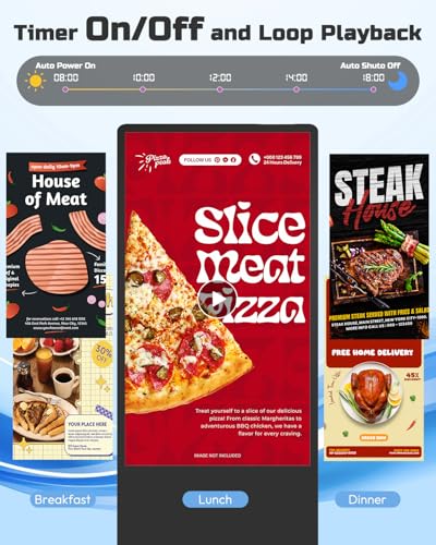 SIOXCFZ 32 inch Digital Signage Display, 2K LCD Touchscreen Indoor Floor Standing Digital Kiosk, Auto Media Player Advertising Display Poster with Android OS Remote Control, HDMI/WiFi/USB — view 6
