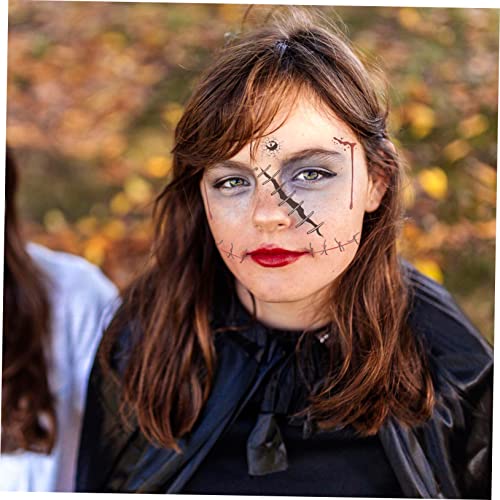 KALLORY 8 Folhas Adesivos De Rosto De Halloween Adesivos De Aranha Adesivos De Presente Cicatriz Ade