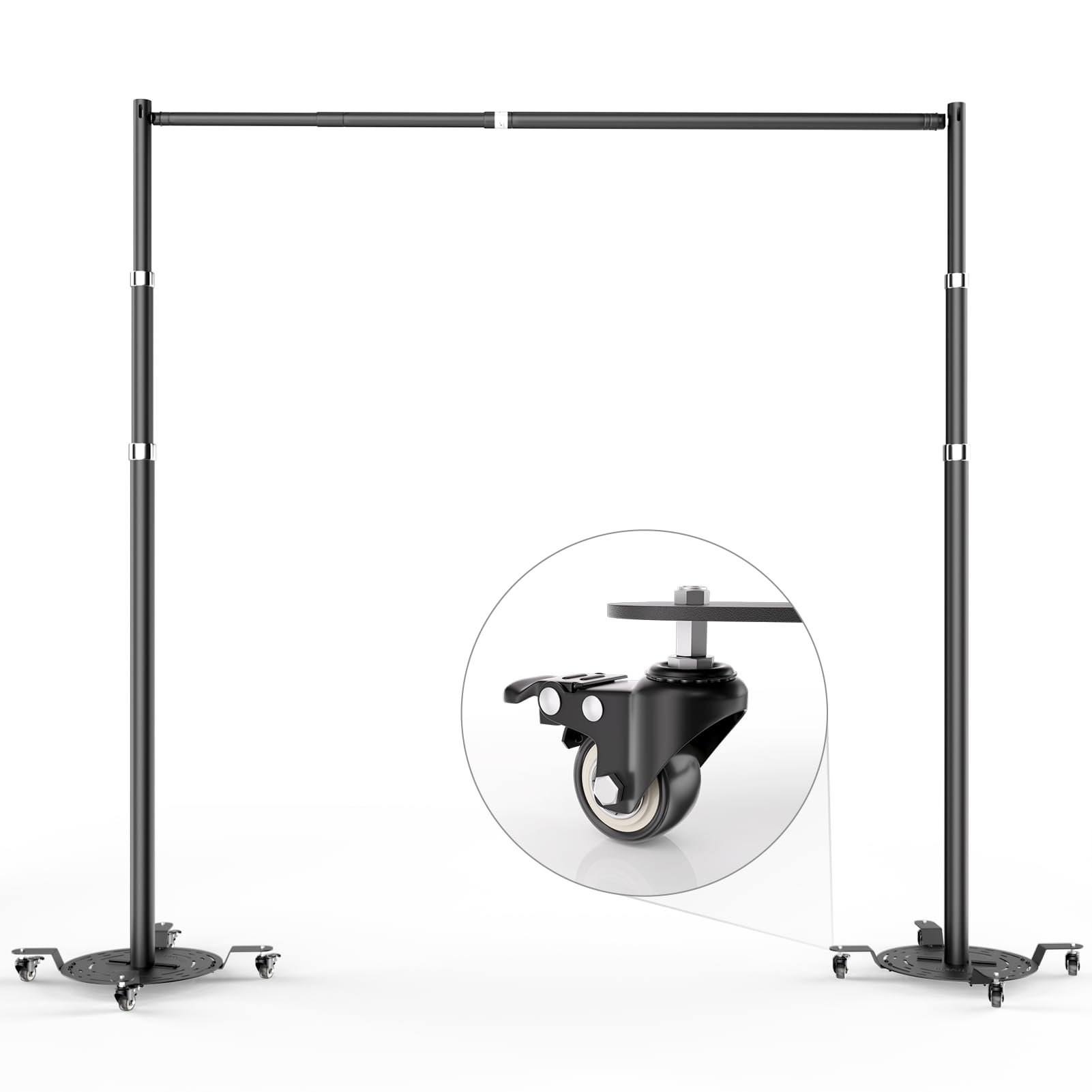EMART Pipe and Drape Backdrop Stand Kit, Heavy Duty Adjustable Photo Background 10ftx10ft with Wheels, Metal Frame with Flat Base for Photography