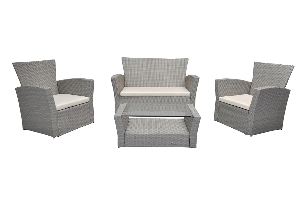 SAMIRA Salotto da giardino in rattan, set di divani da esterno in polyrattan mod. Aurora tortora