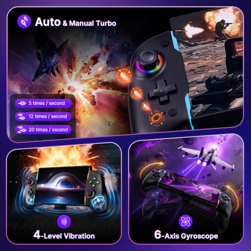 Image of NexiGo Hall Effect Gripcon for Switch 2, 4K HDMI Output for TV Mode, Ergonomic Handheld Controller with Hall Sensing Joysticks & Triggers, RGB Lights, Mapping, 6-Axis Gyro, Turbo, Black