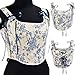 Womens Sexy Bustier Corset Top Y2K Eyelet Lace-up Floral Print Push Up Crop Tops Vintage Tank Party Clubwear Bodice