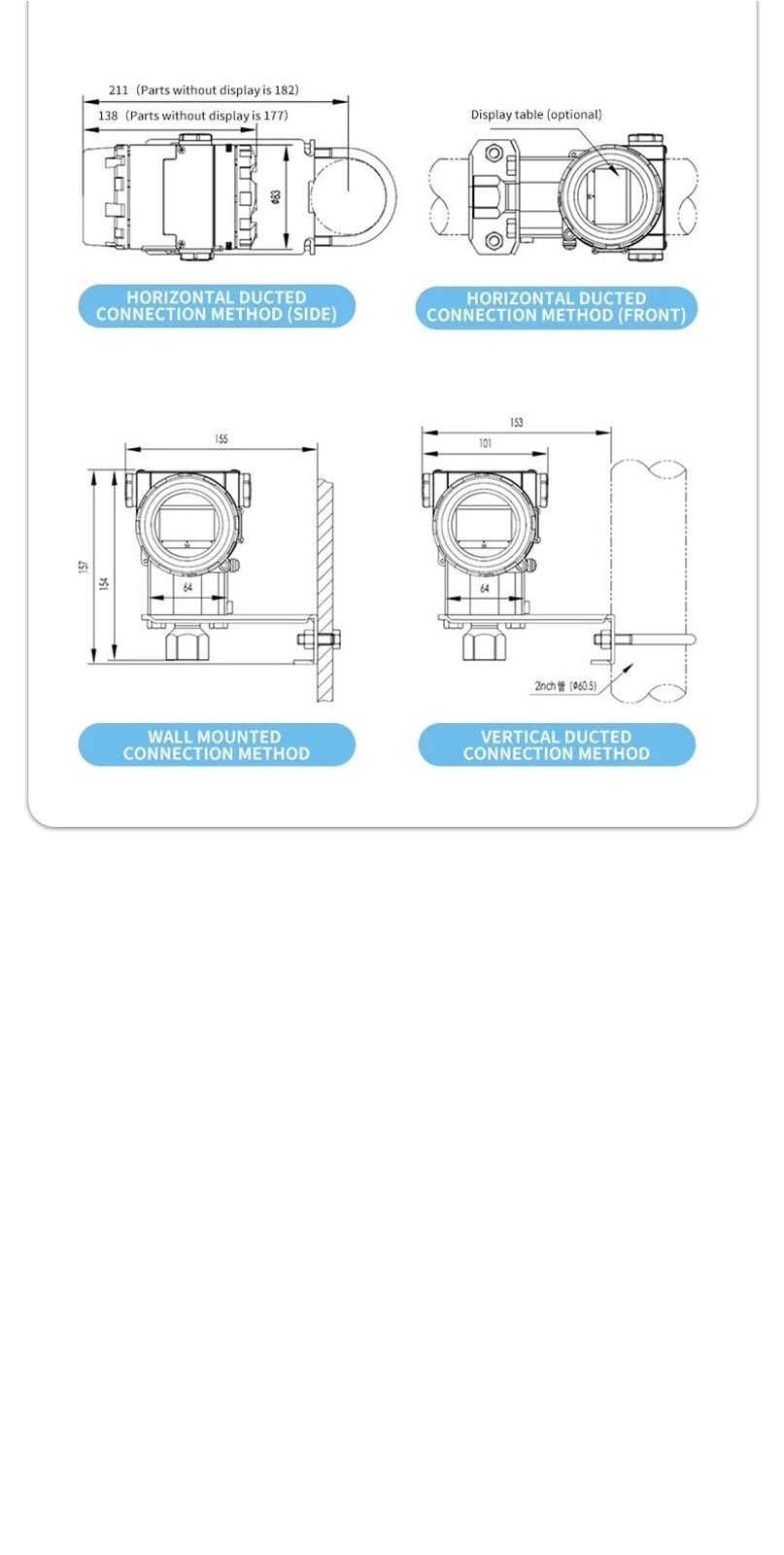 Transmisor de presión de silicio monocristalino, Gas líquido, Vapor, Sensor de presión Absoluta, IP67, 4-20 mA