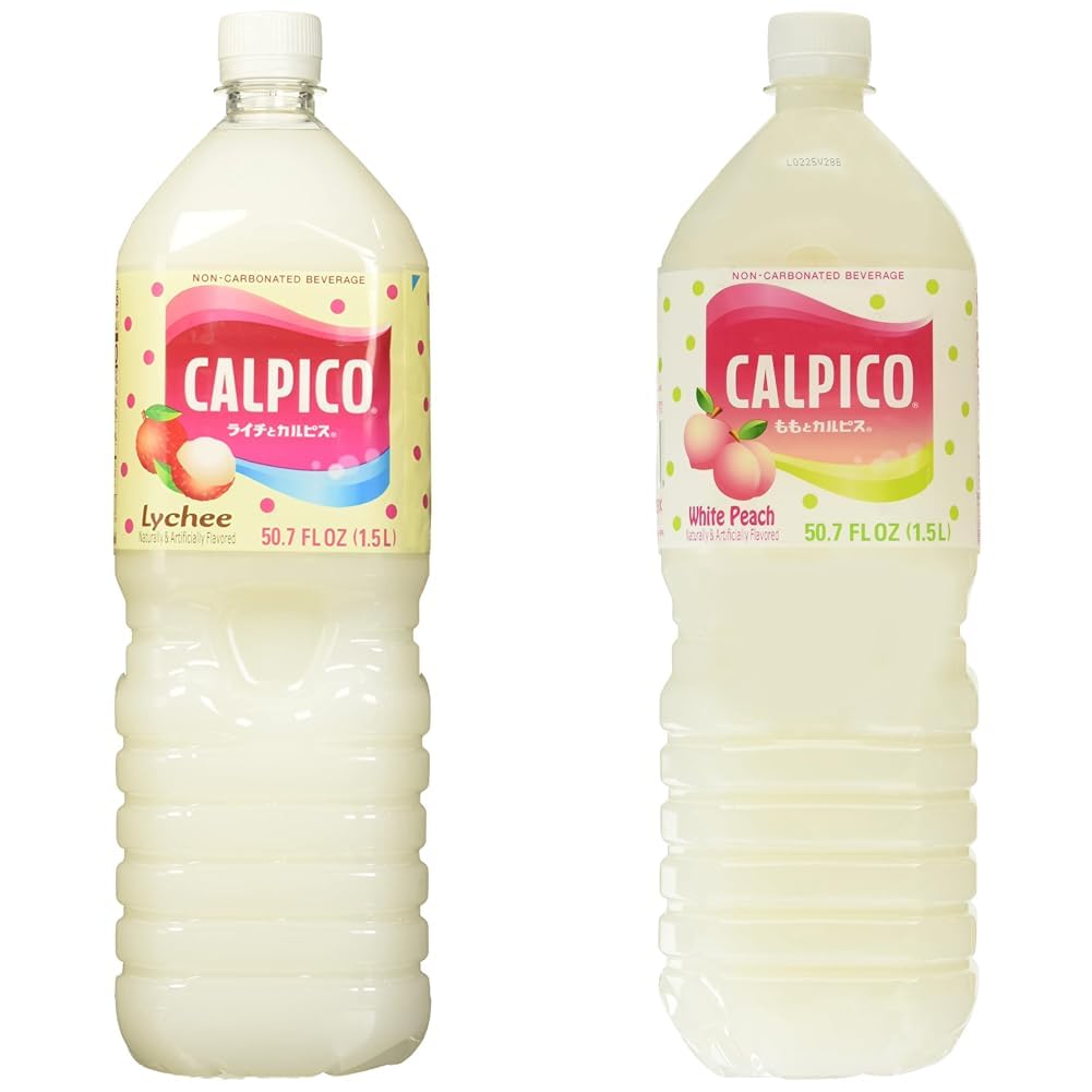Calpico Soft Drink Variety Pack - Lychee and White Peach Flavors, 50.7 fz (2-Pack)