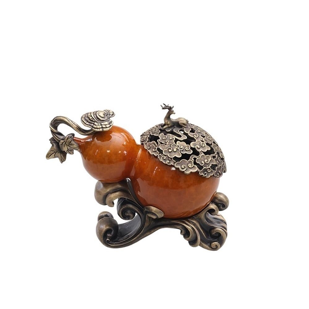 Incense Pot Gourd-shaped Copper Incense Burner Home Rack Ornament For Living Room, Office, And Entrance Hall Decoration