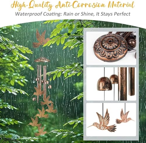 Hummingbird Wind Chimes for Outside,Gardening Gifts for Bird Lover，Women，Men/Mom，Birthday Party Decorations,Memorial Gifts,Wind Chimes Outdoors，Indoors,Room,Home,Wall,Garden,Patio,Yard Decor by Synhonty - Image 3