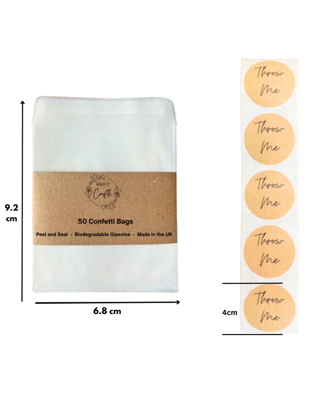 KEEP IT Konfetti Kit 100 Gäste | Natürliches biologisch abbaubares Konfetti Hochzeit | 100 Pergaminbeutel, Aufkleber & Displaybox | Getrocknetes Blumen-Konfetti: Rosenblätter und Lavendel | Eco