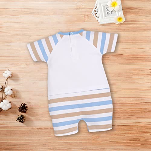 Image of BABY GO Baby Boys & Baby Girls Cotton Romper | Half Sleeve Polo Collar Jumpsuit | Newborn Infant Summer Outfit with Button Closure | Soft Breathable Playsuit | Stylish Print One Piece Dress