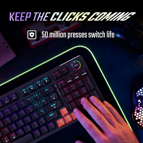 Image of acer Nitro G Wired Mechanical Gaming Keyboard | 98% Layout with Multifunction Knob | Red Switches | RGB Flowing Light | Gasket Structure | 96 Keys | Mixed-Color Key Glow | 50M Switch Life