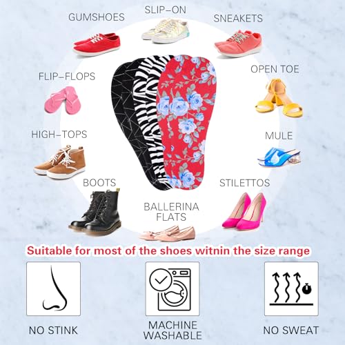 Image of 3 Pairs No Show Socks Sockless Shoe Liner Washable Barefoot Shoe Insoles No Slipping Inserts(Classic Style)