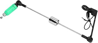 AKLOSIPY Dispositivo de Alarma de Mordedura de Pesca con Luz LED, Acero Inoxidable y Plástico, Indicadores Europeos de Columpio para Pescadores