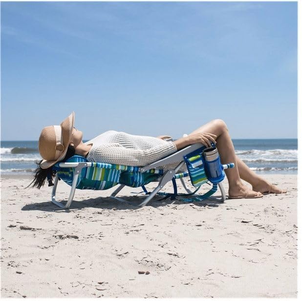 Tommy Bahama TECNOLIFE Folding Beach Chair Green Stripes 2026 Model with Insulated Bag and Adjustable Pillow ONE SINGULAR CHAIR