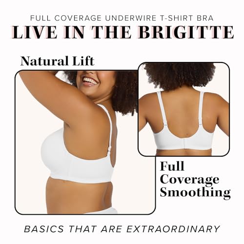 Image of Leading Lady, Brigitte Full Coverage, Underwire, Lightly Padded T-Shirt Bra, Side & Back Smoothing, Adjustable Straps,36A-54G