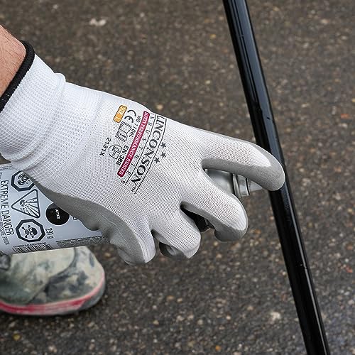 Guantes de trabajo de alta seguridad para mecánica en color blanco (Talla L, 12 uds) 3