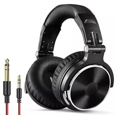 kh DJ Stereo Headphone Over Ear Wired Headphones Studio Monitor & Mixing DJ Stereo Headsets 1/4 to 3.5mm Audio Jack for 