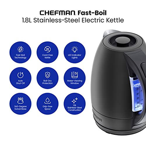 image for Chefman Electric Kettle, 1.8 Liter Stainless Steel Electric Tea Kettle