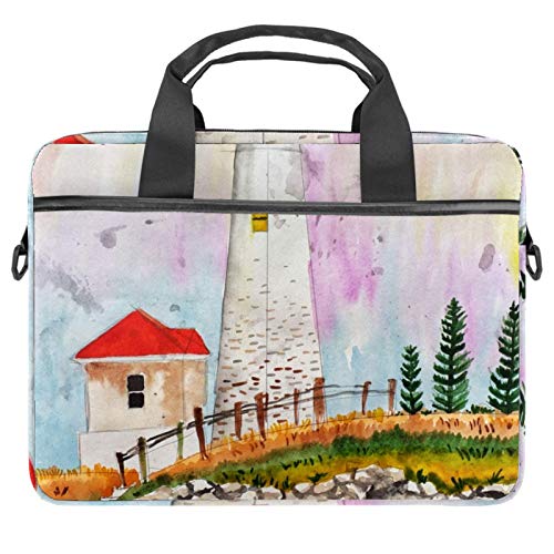 Funda bandolera de portátil Watercolor Lighthouse para llevar a la universidad o café