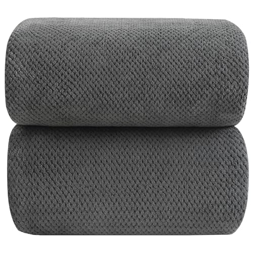 YTYC 39x78 Inch Oversized Bath Sheets Towels for Adults Luxury Shower Bath Towels Extra Large Sets for Bathroom Super Soft Microfiber 80% Polyester (Charcoal Grey,2)