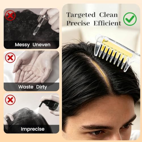 Image of AVNISH Hair Oil Applicator Comb, Clear Refillable Oil, Serum Liquid Dispenser & Scalp Massager with Roller Ball Tips Storage Base, Even Oil Distribution Tool for All Hair Root Types & Growth Routine