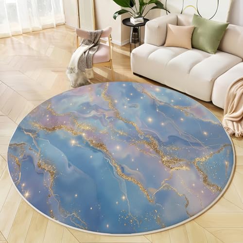 Tapis rond antidérapant salon chambre à coucher marbre lavable 200cm