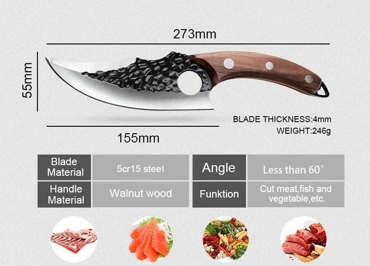Meat Cleaver,Cleaver Knife, 6 Inch Slaughter Knife Fish Meat Boning Scimitar Kitchen Knife German High Carbon Stainless Steel Chef Cleaver With Cover