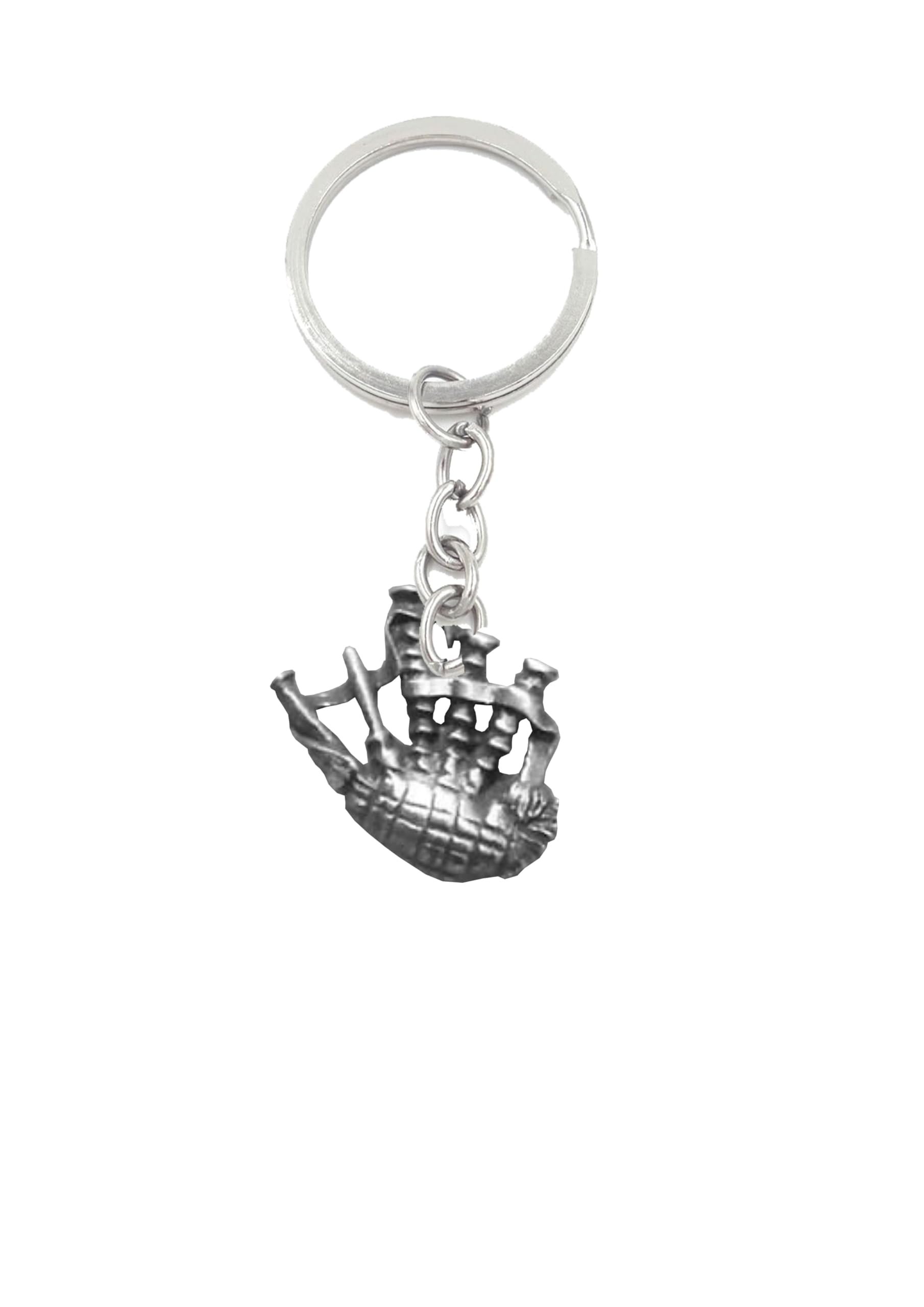 Prideindetails Silver Bagpipes R43 Emblem Made Of Fine English Pewter On A Split Ring Keyring