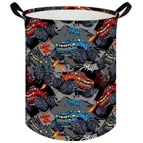 Image of Monster Truck Laundry Hamper,Waterproof Canvas Foldable Baskets,Car Room Decor,Gift Basket(Car)