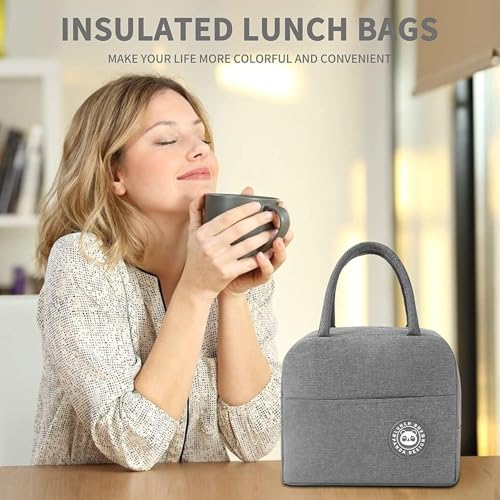 Image of Insulated Lunch Bag for Office, School, Men, Women, Hot & Cold Lunch Box, Tiffin Pouch (Gray Bag)