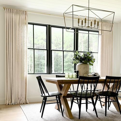 TWOPAGES Pinch Pleated Linen Curtain Sand Beige 26W x 90L 1 Panel