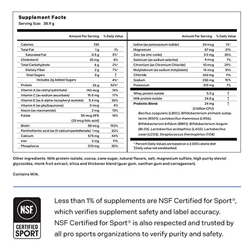 LADDER Sport Whey Protein Powder - 26g Protein, 7g BCAAs, 14g EAAs, 2 Billion CFU Probiotics, No Artificial Sweeteners, NSF Certified for Sport, formulated for Lebron James (Chocolate)