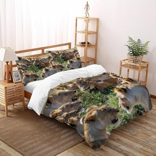 Parure housse de couette lion 3D de qualité supérieure pour lit double - 2