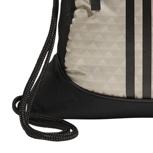 Image of adidas Alliance Sackpack DISCONTINUED, Bos Mini Monogram Wonder Beige /Black, One Size, Alliance Sackpack (12l) Lightweight Athletic Small Drawstring Team Sports Workout Bag Discontinued