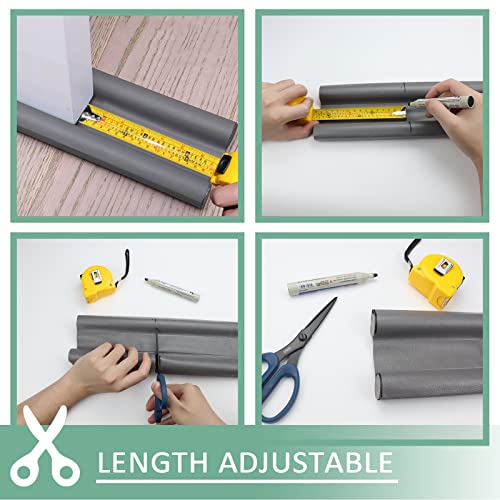 BLUEARKS Deurtochtstopper, onder deur tochtstopper voor bodem, dubbele deur tochtstopper, verstelbare deurveeg, deurgeluidsblokker koude lucht, 94 cm, grijs - Image 4