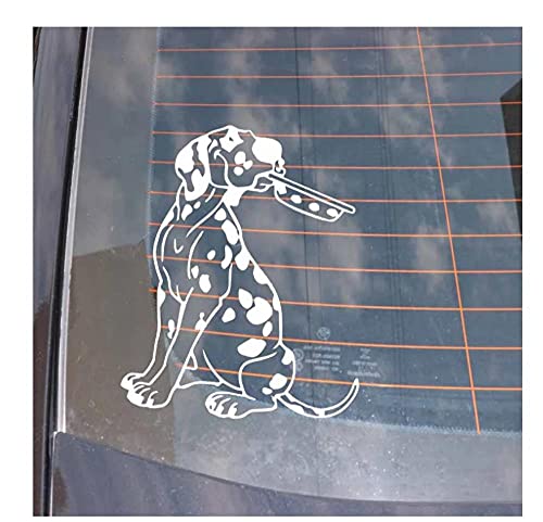 Stickers Voor Auto'S 12.5X15.6 Cm Auto Stickers Dalmatische Puppy Hond Voerbak Vinyl Decal Grappige Hond Zwart/Zilver - Afbeelding 3