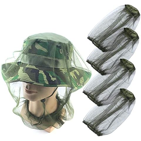 Moskito Maske, 4 Stück Moskito Kopfnetz Insektenschutznetz Hut Cover