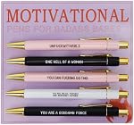 Stylos drôles, ensemble de stylos Badass motivationnel, ensemble d'un stylo quotidien de swear Word, ensemble à bille quotidienne avec encre noire, stylos Inspirationnels drôles avec des propos pour les collègues adultes fournitures de bureau (5pcs)