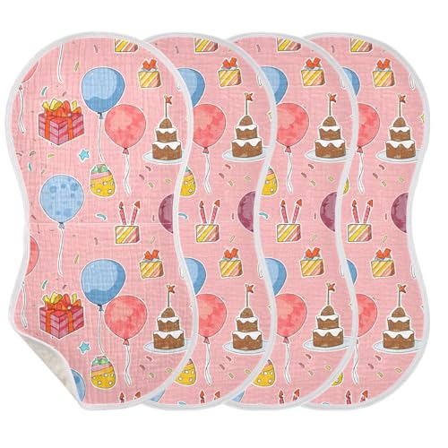 2 Pack Baby Burp Cloths, Soft Absorbent Burping Cloths for Babies, Cotton Milk Spit Up Rags, Large Size for Newborns, Baby Boys and Girls (Party Celebrating Pattern)3