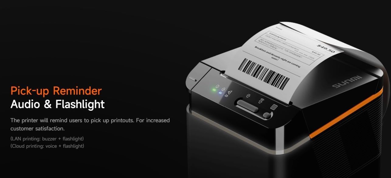 キッチンプリンター レジロール６個とLANケーブル付き SUNMI NT311 キッチンプリンター レジロール5個とLANケーブル付き SUNMI